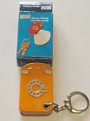 Vintage 70er Telefon Adressbuch Werbe Schlüsselanhänger für Abbey Surgical Co.