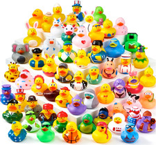 30 Pcs Rubber Ducks, Random Assortment Ducks Bulk with Mesh Carry Bag
