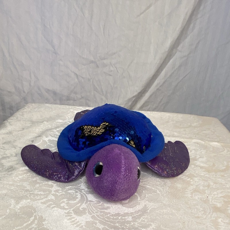 Adventure Planet Plush Turtle Purple & Blue Fabric with Sequin Shell