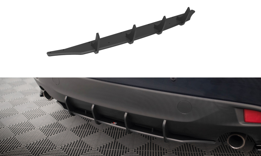 Diffuseur arriere Street Pro pour Mazda 3 Mk3, design central noir et liseret rouge ABS