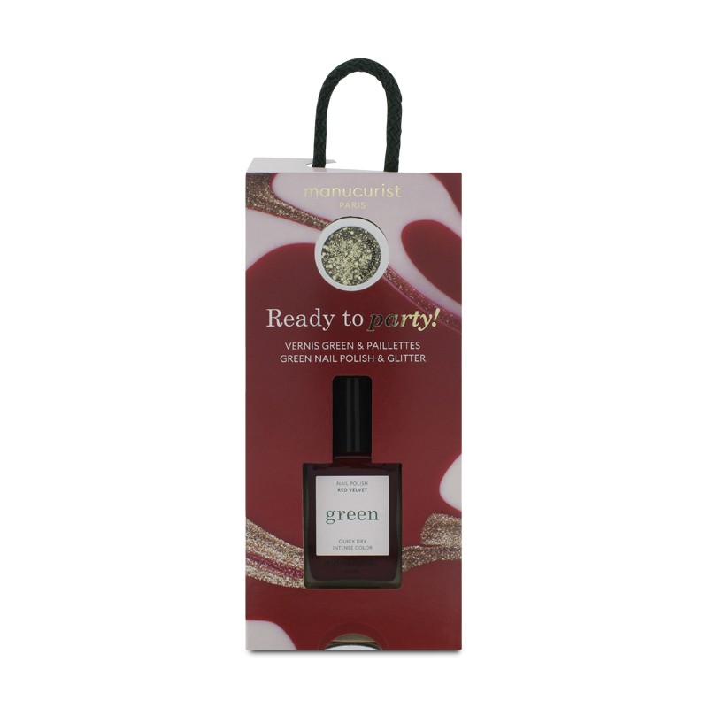 Manucurist Ready To Party Red Velvet Nail Polish & Gold Glitter