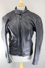 CLASSIC BRITISH MADE BLACK SCOTT LEATHERS BIKER JACKET 36 INCH