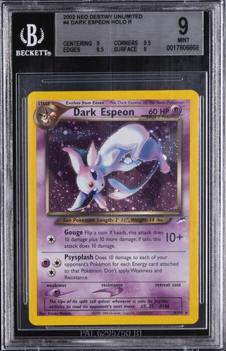2002 POKEMON NEO DESTINY UNLIMITED HOLO #4 DARK ESPEON BGS 9
