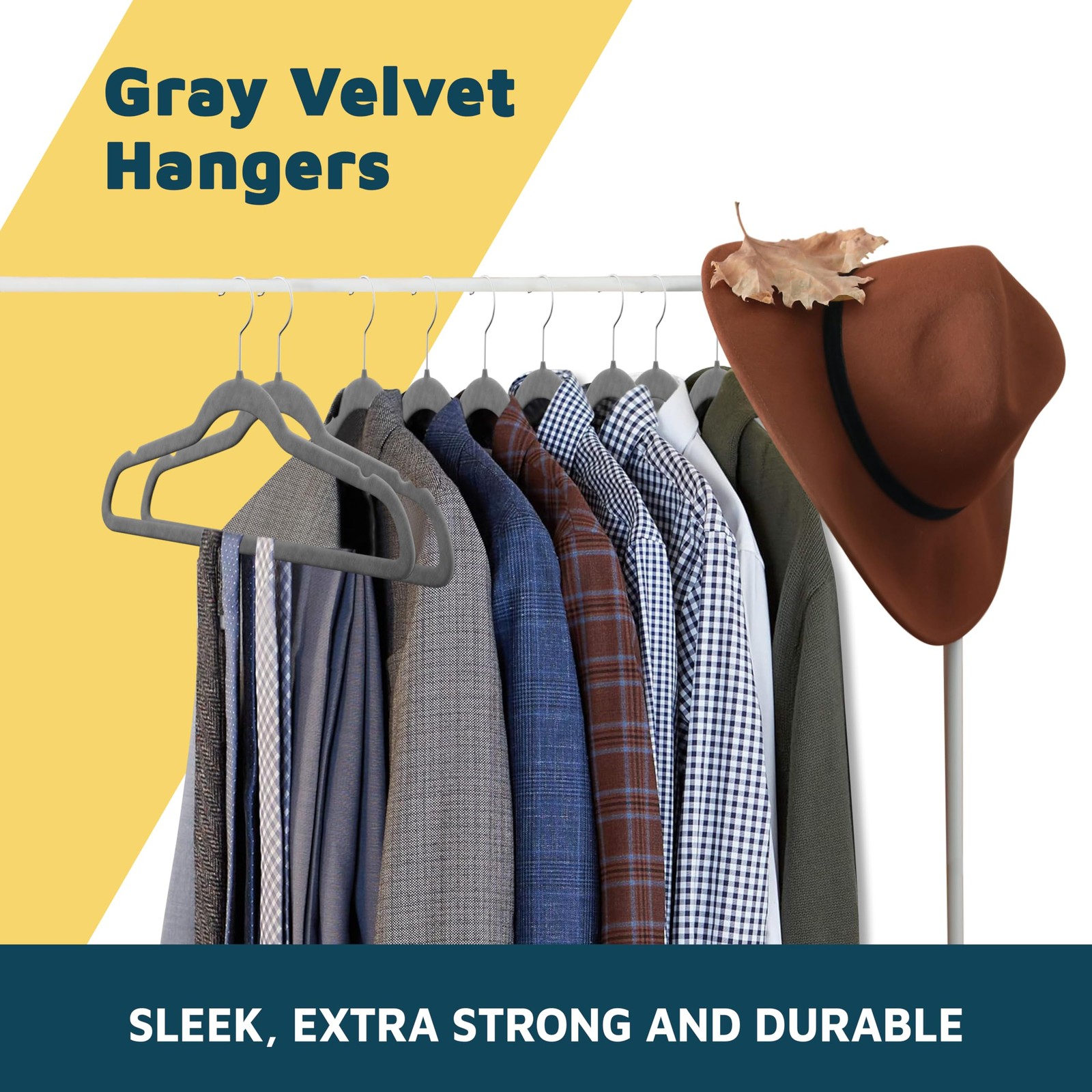 Velvet Clothes Hangers – with 360 Degree Swivel Hook and Non-Slip Shoulder No...