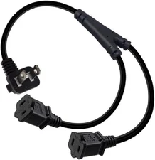 90 Degree Angled 1-15P to Dual 1-15R Splitter Cord,2-Prong Extension Cord US