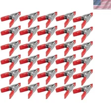 2-Inch Mini Spring Clamps with Red Rubber Tips - Durable Metal Clips Pack of 30