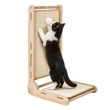 Solid Wood cat Scratching Post, 3-in-1 Adjustable Angles Natural wood color