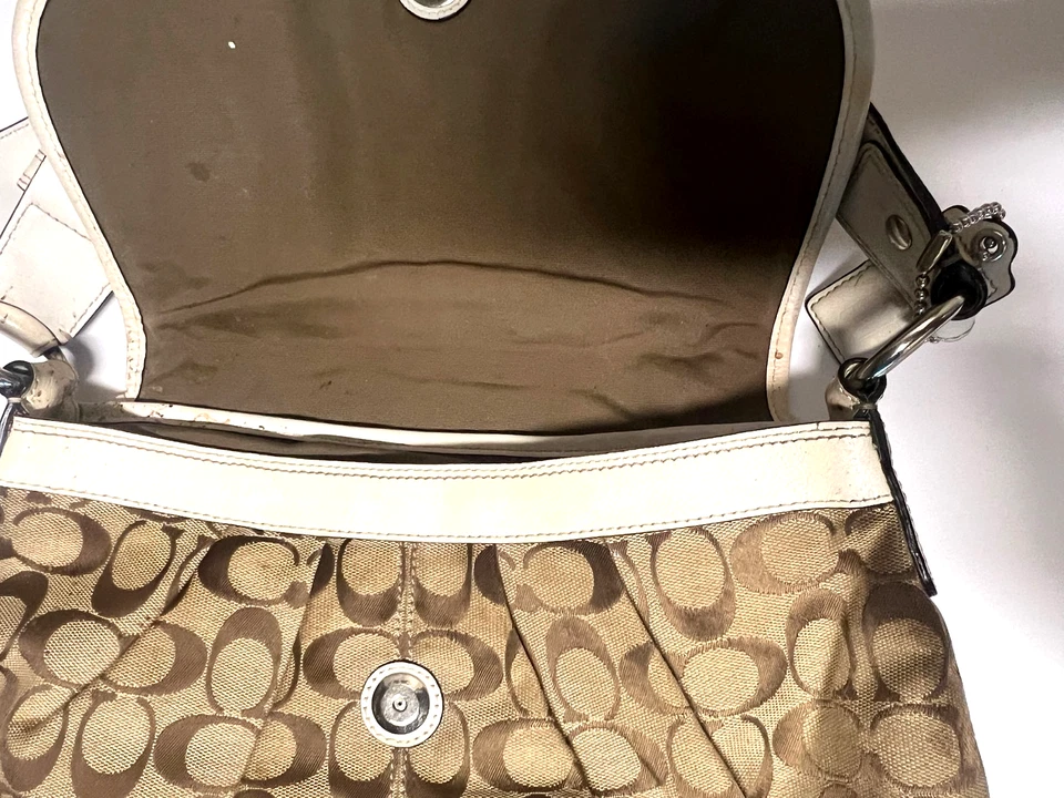 Coach подпись коричневый холст кожаный молнии застежки Hobo наплечная сумка - Изображение 3 из 4