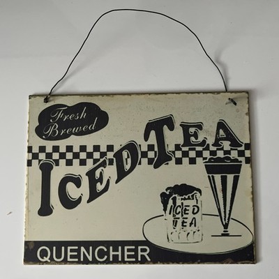 Vintage Fresh Brewed Ice Tea Quencher American Diner 20 cm Retro Blechschild 