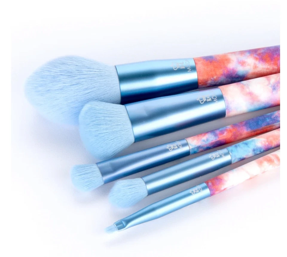 New! Limited Edition Moda 5Pc DREAMY BLUE Tye Dye Series Makeup Brush Set  - Image 3 of 4