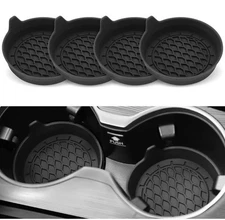 4 Pack Silicone Car Cup Holder Coasters – Universal Non-Slip Cup Inserts Black