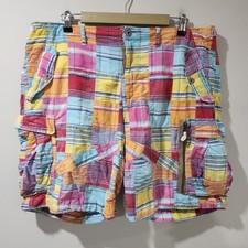 Polo Ralph Lauren Madras Patchwork Plaid Cargo Utility Shorts Mens 38 Summer