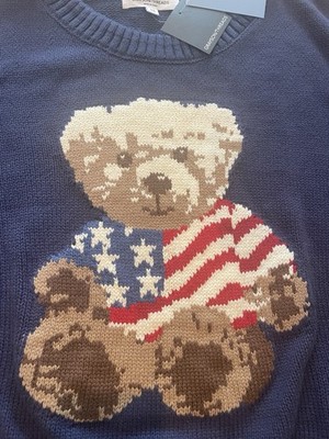 Grayson Threads NWT Patriotic Teddy Bear Sweater Women 3X Crew Neck Crop Hi-Low