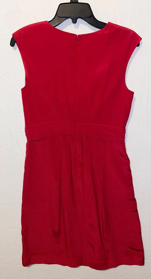 Vestido Boden para mujer talla 6R rojo 100 % seda forrado manga gorra cuello en V cremallera trasera Foto 4 de 4