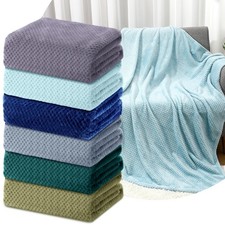 6 Pcs Flannel Soft Throw Blanket Bulk Large 3D Waffle Textured Faux Fur Throw...