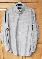 Men's Bill Blass Long Sleeve Dress Shirt Size 15 1/2, 32/33 Tan/Brown/Blue NWOT