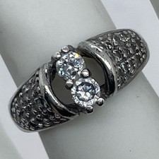 Elegant Sterling Silver Ring with Sparkling Clear Stones