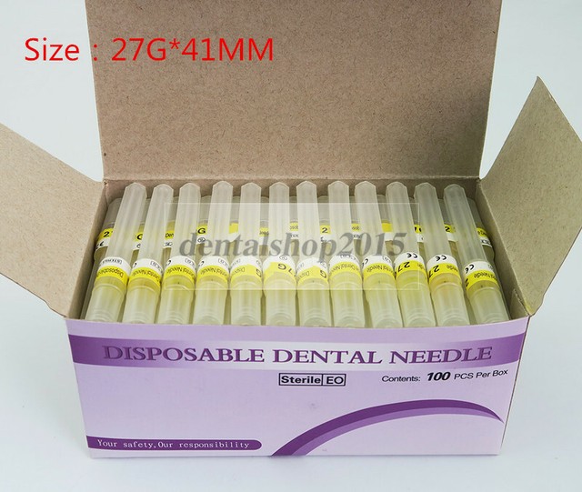 100pcs dental needle Endodontics disposable plastic hub syringe 27G