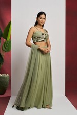 Designer Pista Sharara Set for Women Pakistani Look with Georgette Details