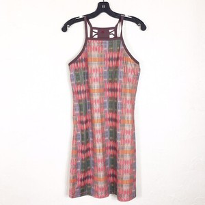 Prana-Size-S-Small-Aztec-Brown-Tan-Sleeveless-Caged-Back-Active-Wear-Dress