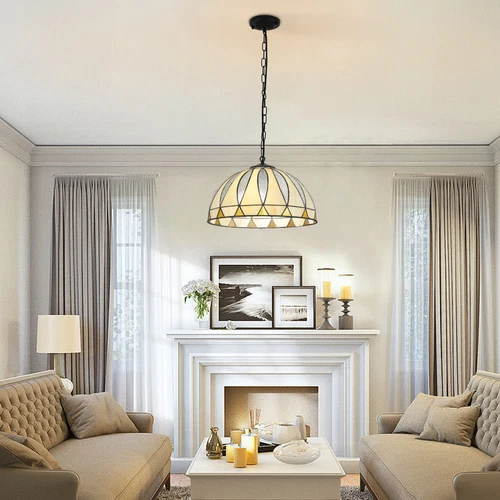 Tiffany Style Stained Glass Pendant Lamp Ceiling Fixture Hanging Light Vintage