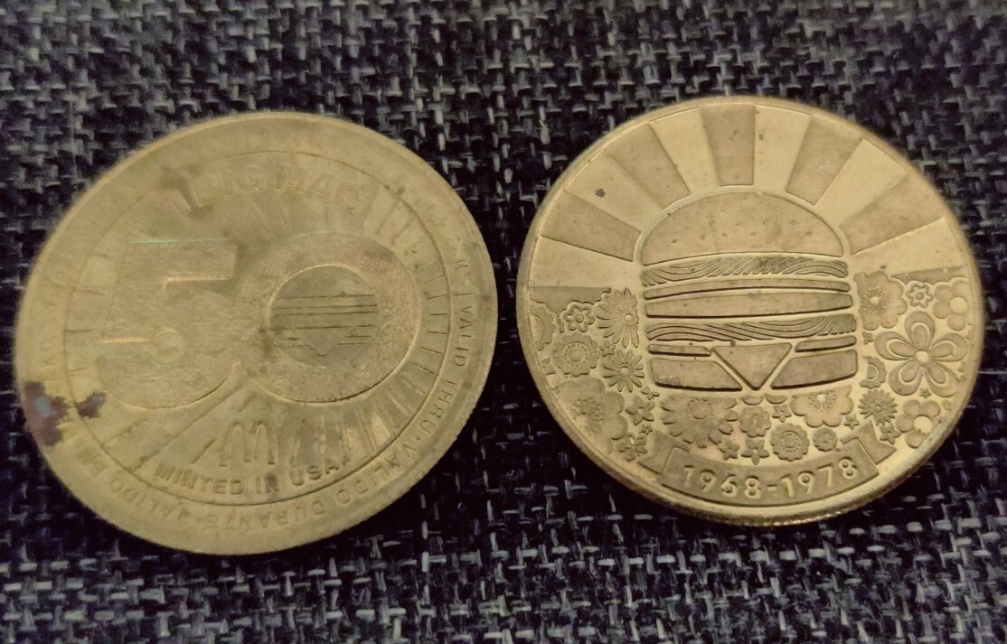 マクドナルド　記念コイン　超希少　50周年記念ハンバーガーコイン6枚セット Lot of 2 2018 McDonald's 50th Anniversary 1968-1978 Big Mac