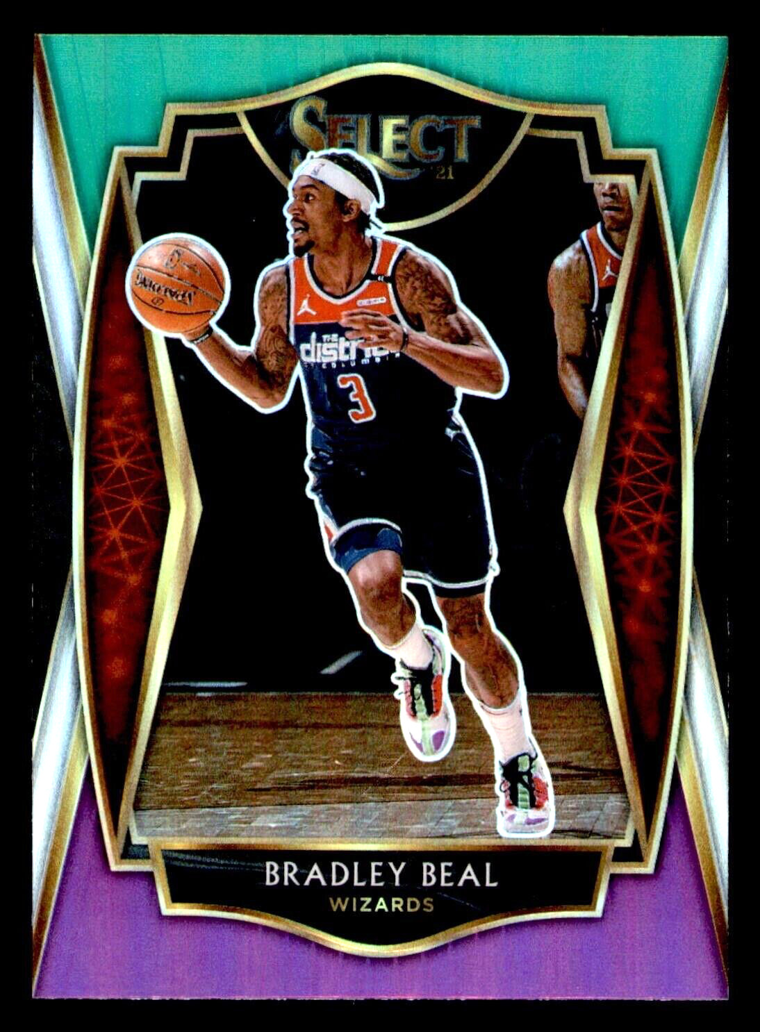 2020-21 Select Bradley Beal Green White Purple Prizm #127 - Washington Wizards