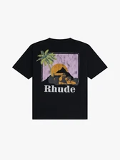 New RHUDE MOONLIGHT TEE Retro Racing Beach Theme Mens Cotton T-shirt