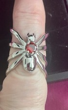 Gothic spider hug mirror steel ring. By Rogue & Wolf. BNIB size O (US7)