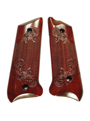 Rosewood Floral Checkered Ruger Mark II/III Grips MK 2/3 X