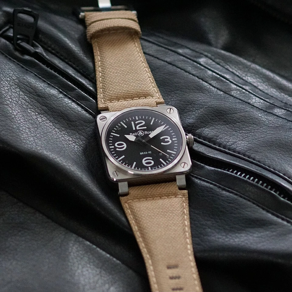 Correa de reloj B & R Bell & Ross Desert Sand Cordura para BR01 BR03 Foto 3 de 4