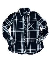 Rails Plaid Flannel Button Front Shirt Women's Small Black White