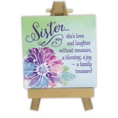 SISTER MINI PLAQUE ON EASEL, BOXED   Heartfelt Sentiment, Colorful Design, Gift