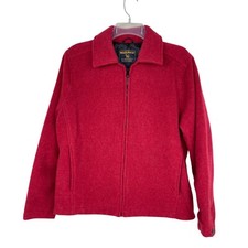 Woolrich Cappotto Giacca Lana Erica Rosso Rubino 3 Tasche Foderato Zip Donna S