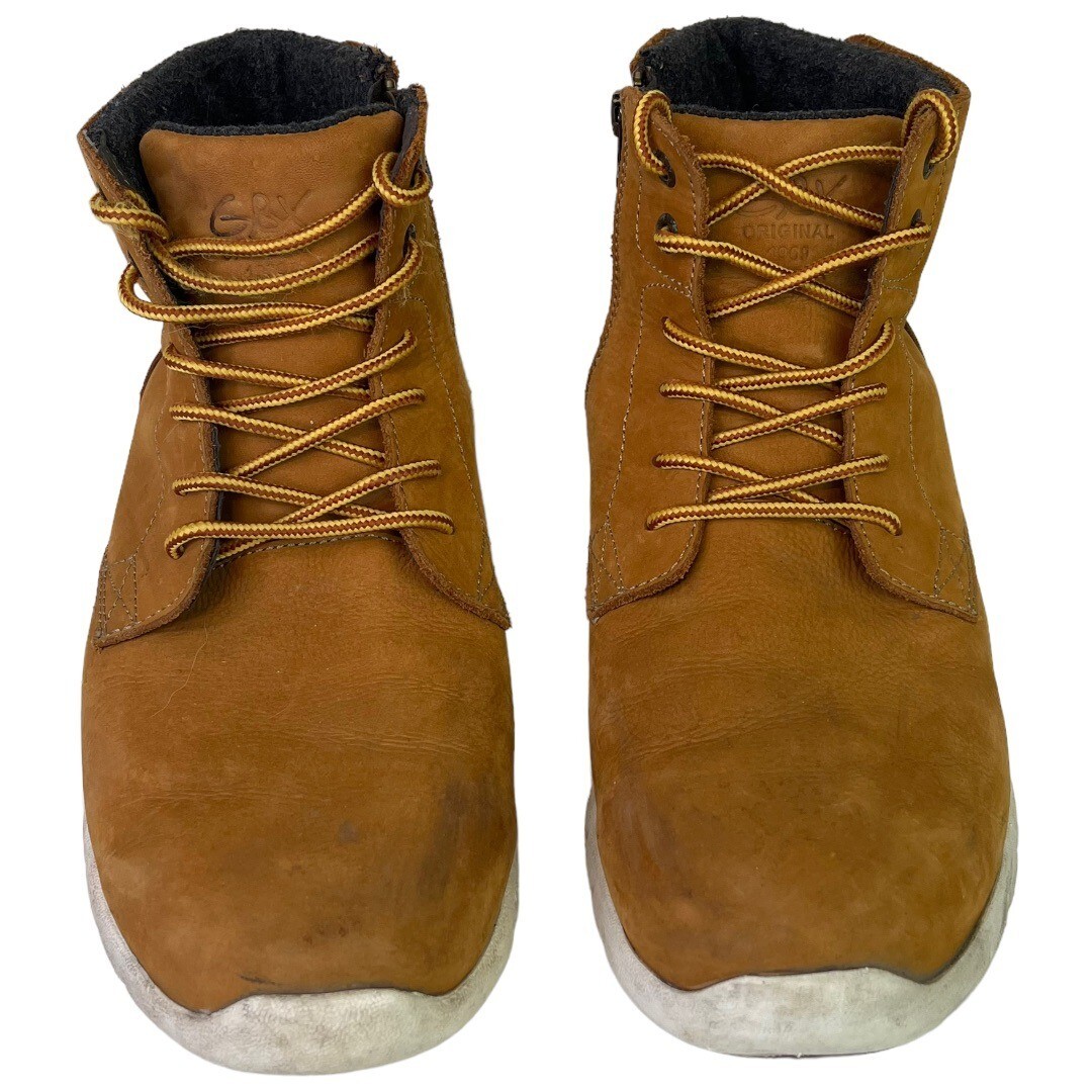 GBX Atomik Mens Ankle Boots Size 10 Lace Up Side Zip Tan  display picture 1