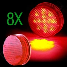 4Pairs 2.5" Stripe Side Marker Clearance Light Red Trailer Truck Lamps 13LED 12V