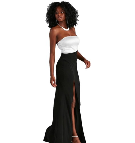 windsor black long dress Lexi Formal Mesh Lace-Up Mermaid Long Dress