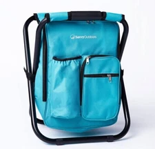 Savvy Outdoors Mini Folding Backpack Cooler Chair-Teal
