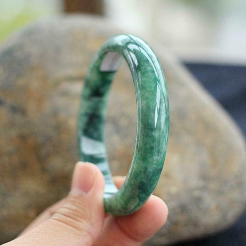 Certificato Cinese Bellissimo Bracciale Giada Guizho Verde Naturale Gemme 55-64mm - Foto 8 di 15