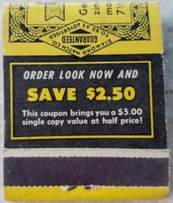 Look magazine vintage matchbook advertisement  full unstruck