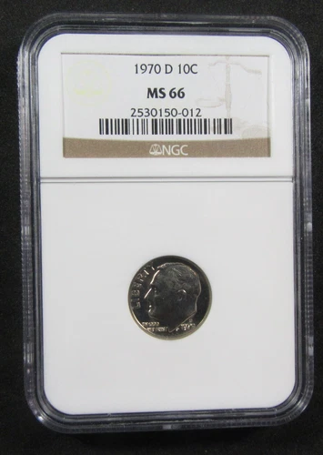 1970-D 10c NGC MS66. Very pretty ultra gem Roosevelt. (1124029)