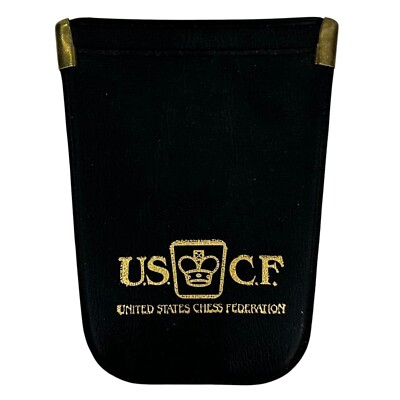 Vintage Chess US Chess Federation Black Keychain Keyring Coin Purse Holder USCF