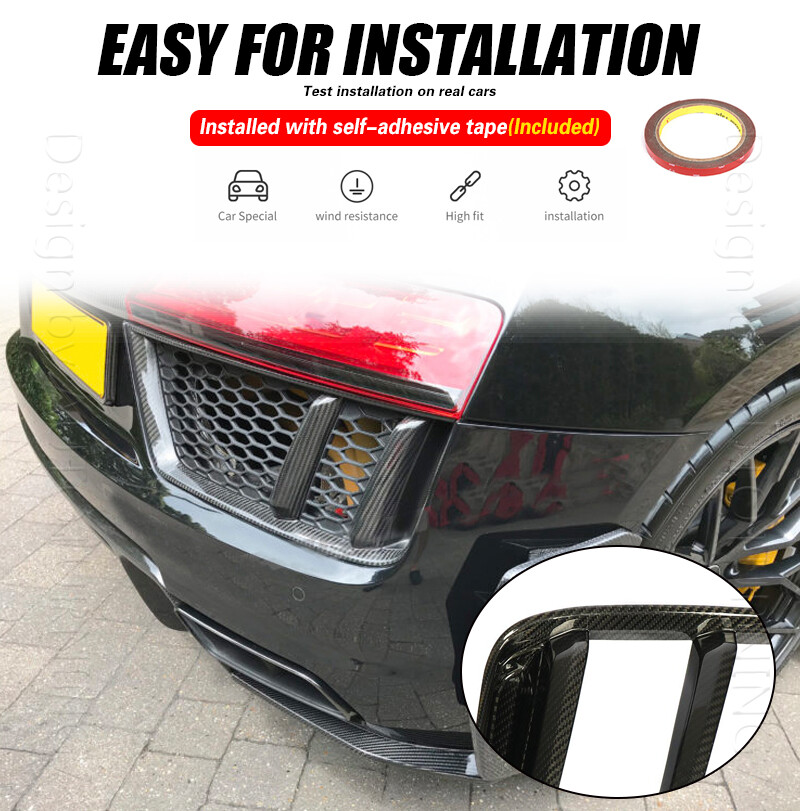 For Audi R8 2016-2018 DRY CARBON FIBER Rear Bumper Air Vent Intake Covers Grille