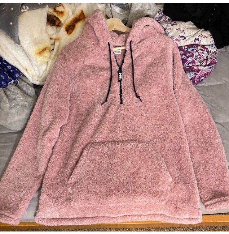 Half Zip Victoria Secret Pink Teddy Bear Jacket Victoria's Secret