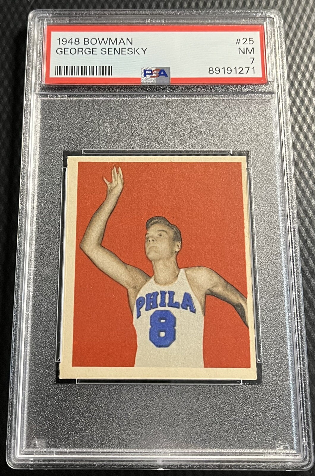 1948 Bowman George Senesky #25 PSA 7 - Philadelphia Warriors - Sharp