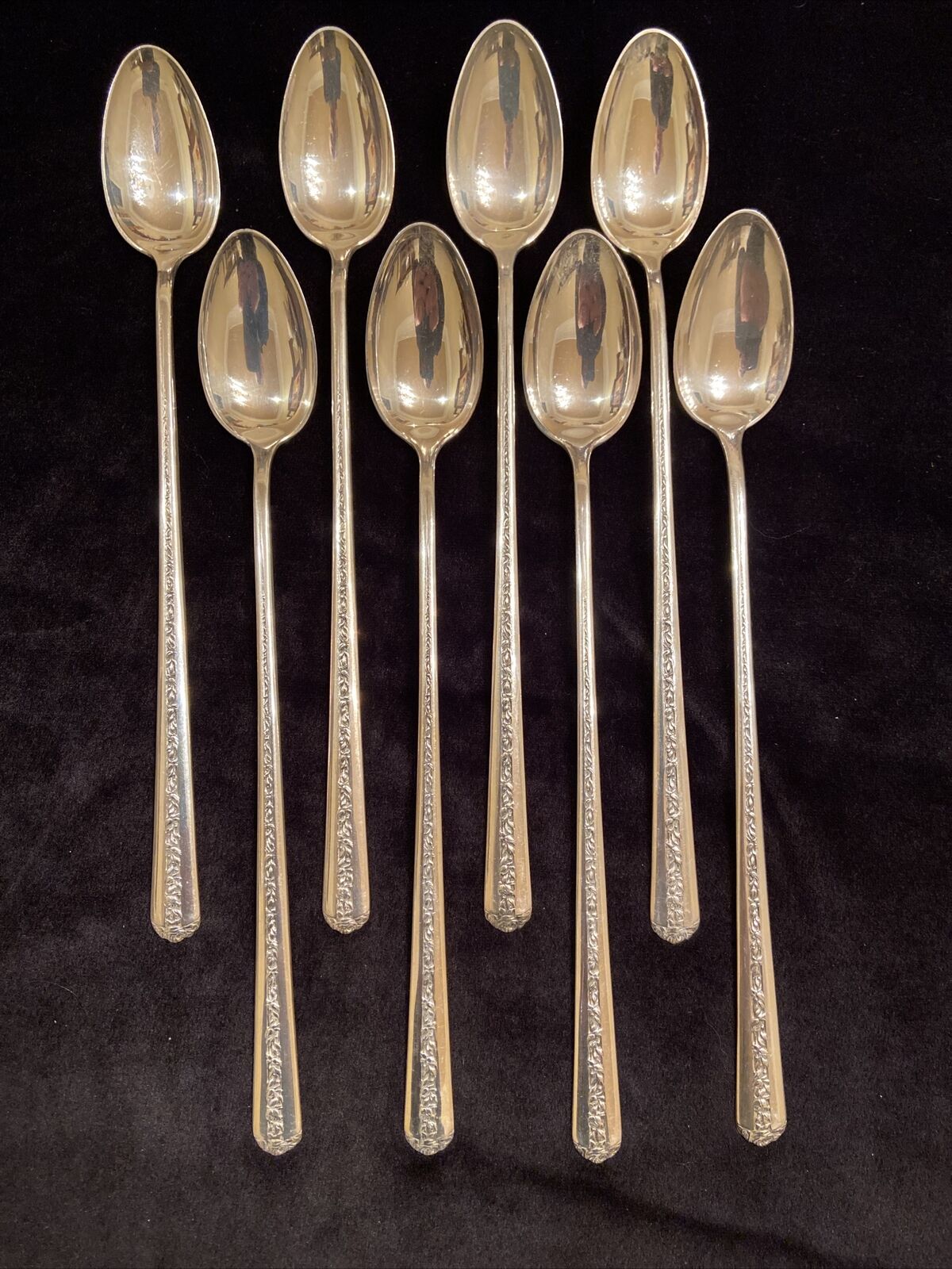 8 (Eight) Rambler Rose by Towle Sterling Silver Iced Tea Spoons 8"