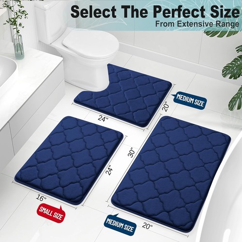 Memory Foam Bath Mat Rug 24x16, Soft and Absorbent Bathroom Rugs, Non-Slip - Picture 5 of 5