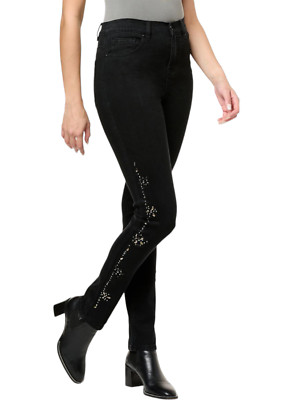 DG2 New Classic Stretch Greatest Hits Embellished Jean Black