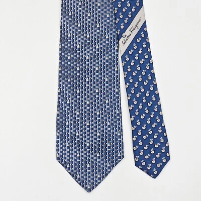 Déchets de crayon et d'affûteur SALVATORE FERRAGAMO TIE sur cravate en soie b... - Photo 1/4