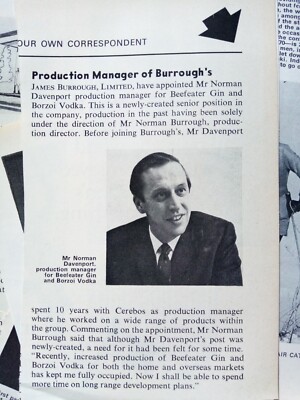 El99 Ephemera 1970 Bild Norman Devonport Beefeater Gin 